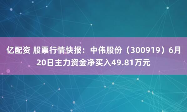 亿配资 股票行情快报：中伟股份（300919）6月20日主力资金净买入49.81万元